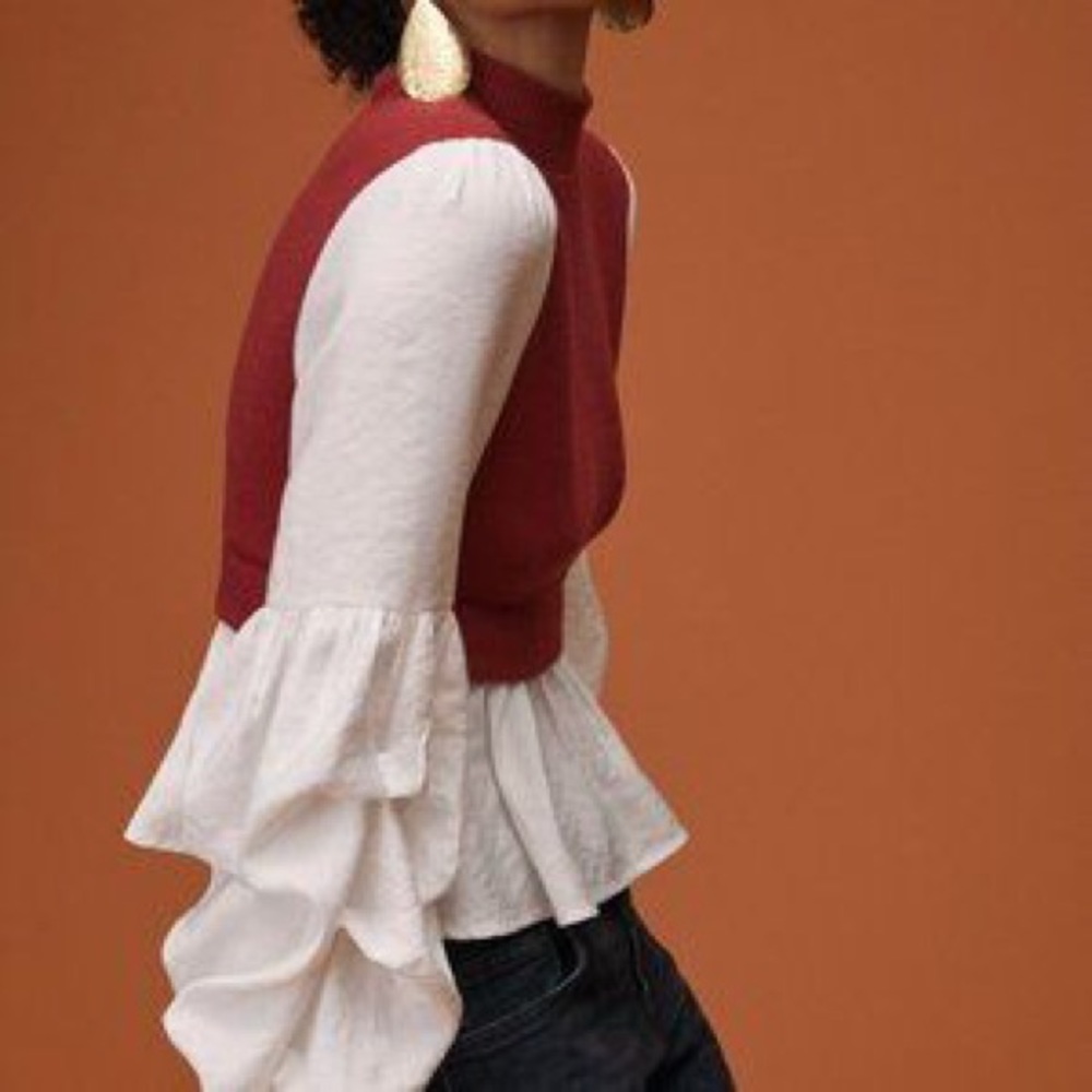 Anthropologie Peter Pan ribbed blouse size XS